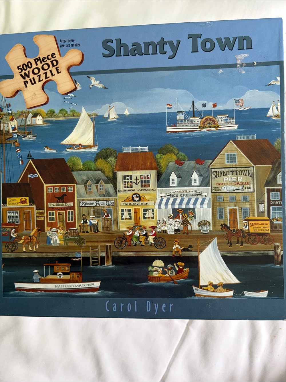 Shanty Town 500-Piece Wood Puzzle - Nautical Harbor Artwork by Carol Dyer